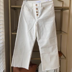 LOFT High waist Wide leg white jeans